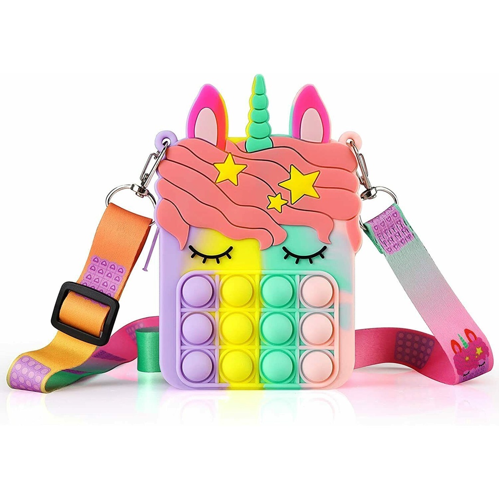 TAS HANDBAG POP IT TAS DOMPET KARAKTER UNICORN TAS UNIK LUCU TAS SAMPING UNICORN POP IT HAND BAG VA254