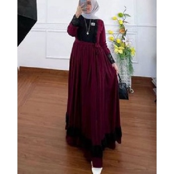 ALMAIRA MAXI DRESS BC CERUTY BABYDOLL MIX BRUKAT MOTIF POLOS GAMIS WANITA TERBARU 2023 KEKINIAN FASHION MUSLIM REMAJA PAKAIAN MUSLIM TERBARU DRESS CERUTY WANITA MOTIF POLOS DRESS KONDAGAN