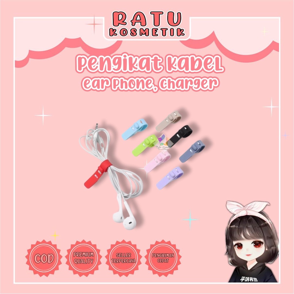 ❤ RATU ❤ Pengikat Kabel Charger Headset Organizer Cable Clip Pengikat Penggulung