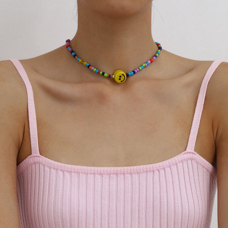 Bohemian Beach Short Choker Colorful Rice Beads Popular Necklace