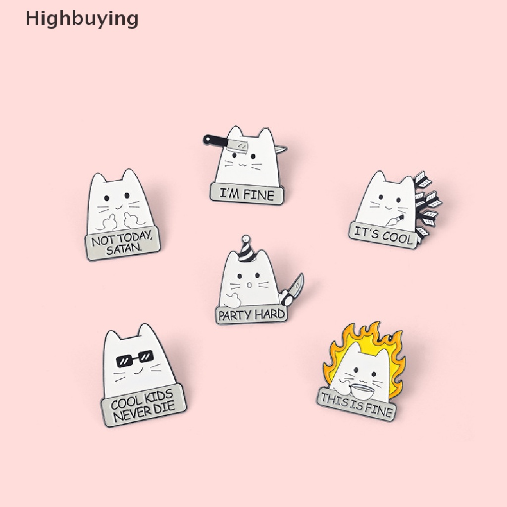 Hbid Bros Pin Enamel Desain Kartun Kucing Kreatif Untuk Dekorasi Denim / Tas