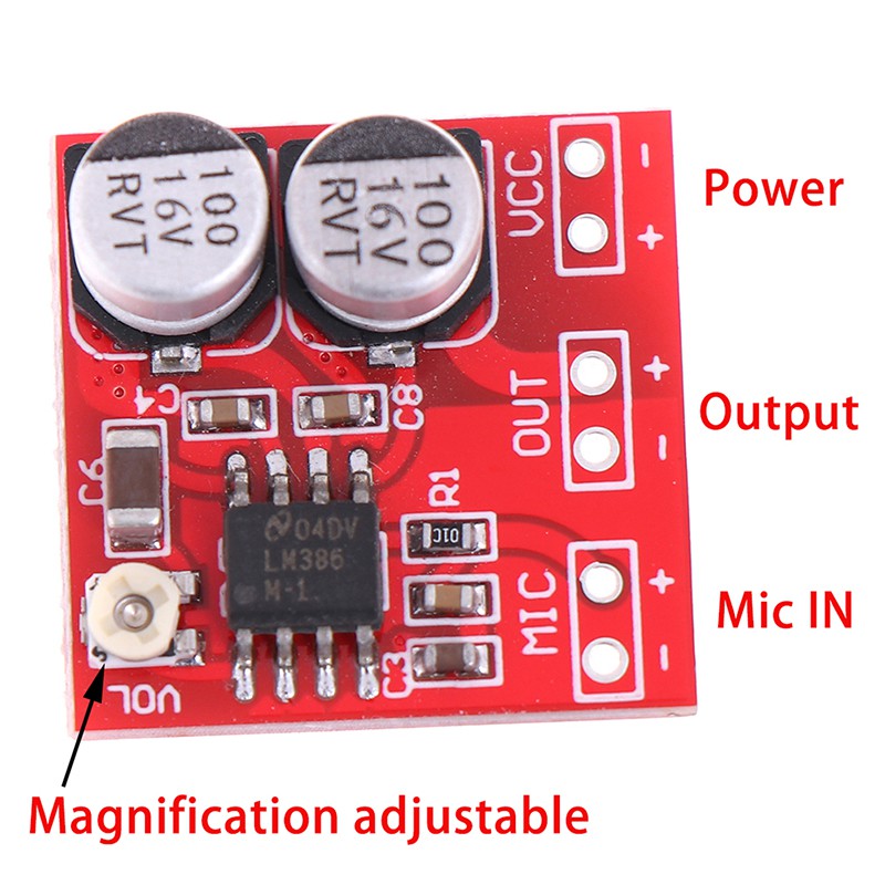 (Ele) Papan Amplifier Power Dc 5v-12v Lm386 200x Untuk Mikrofon