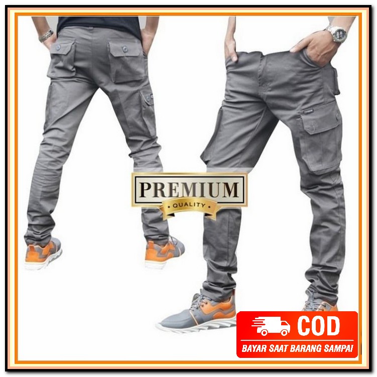 Jogger Cargo Pants // Cargo Kantong Samping // Cargo Katun Poplin BM479 Celana Kargo Panjang Pria -
