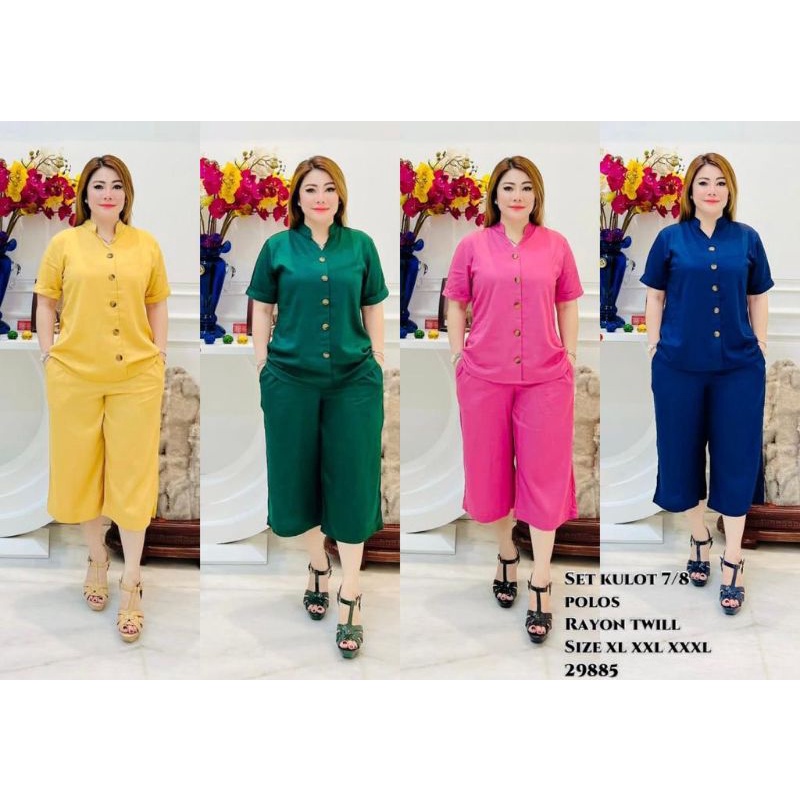 29885 Set Rayon Twill Kulot / Set Kulot Rayon Polos / Setelan Rayon Twill Polos Kulot / One Set Rayo