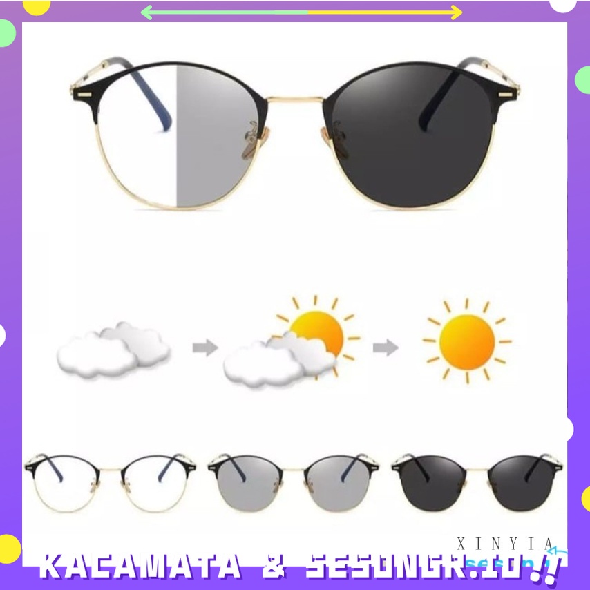 [PROMO] 2 In 1 Lensa Photocromic Kacamata Berubah Warna Style Kacamata Anti Radiasi Blueray Unisex - SR