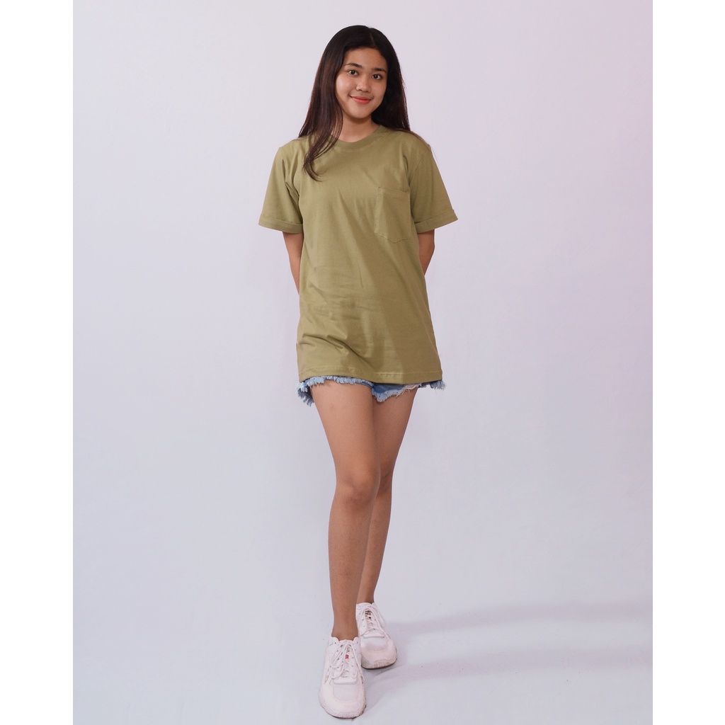 Kaos Polos Pocket Fold Cotton Lengan Pendek Pria/Wanita Phenom