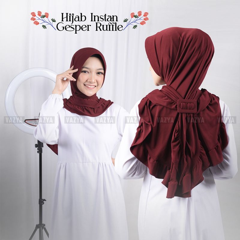 Hijab Instan Ruffle Free Gesper