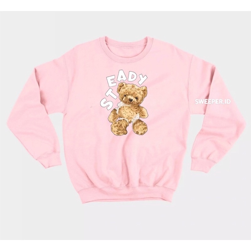 SWEATER STEADY BEAR SABLON PRINTING BAHAN FLEECE