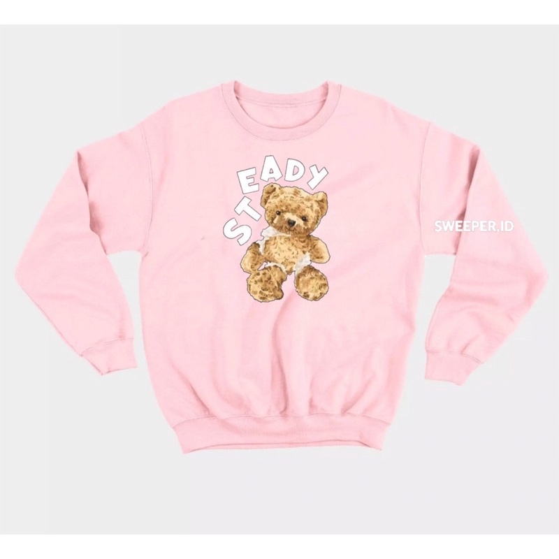 SWEATER STEADY BEAR SABLON PRINTING BAHAN FLEECE