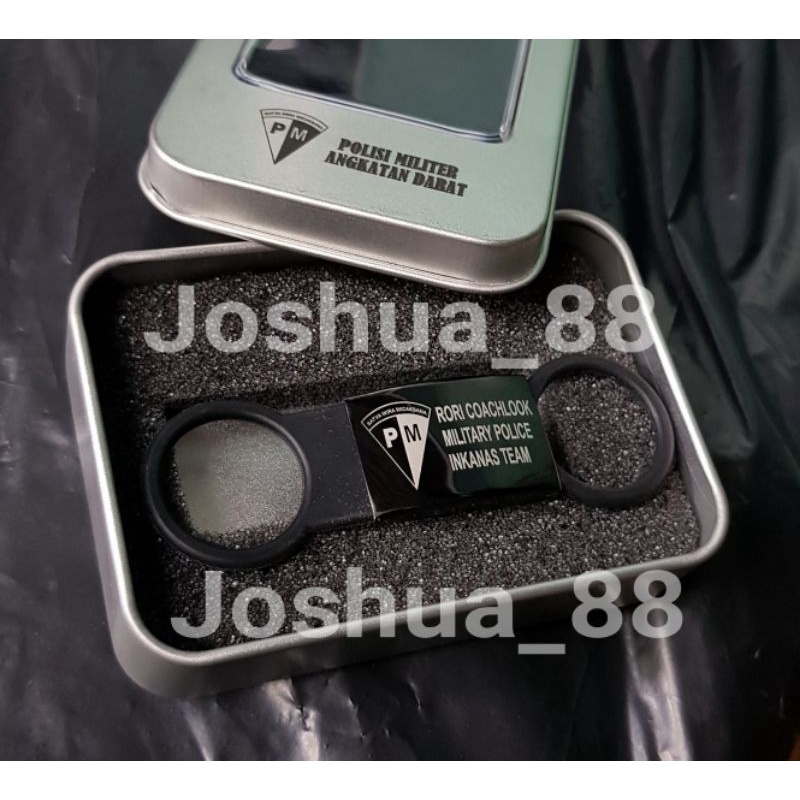 Tag Id Watch Tag Id gelas titanium custom ukir logo PM Polisi Militer + Box Bisa request logo nama d