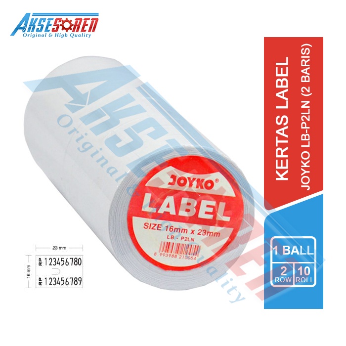 

Kertas Label Harga Joyko 2 Baris [LB-P2LN/10 Rolls] / Isi Ulang Refill Price Stiker Barcode 2 Line