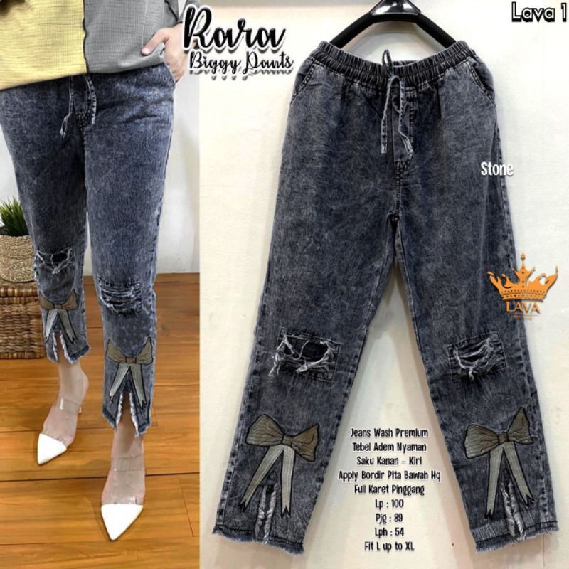 Baggy Jeans Bordir Korean Karet Muter ALL Model (BEST SELLER)