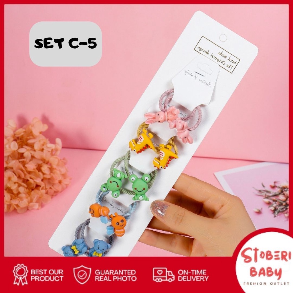 PUNCAK 3.3 stoberi baby - IKAT TWINS LULU 10PCS / Set Ikatan Rambut Anak Icon Karakter Import / Ikat Rambut Anak Karet Motif Karakter