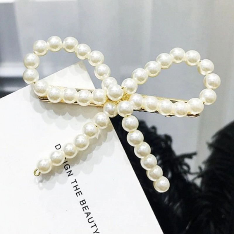 

-NO BRAND- Big Ribbon Pearl Hair Clip