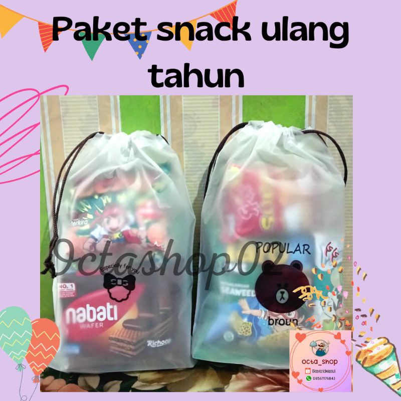 

BUY 35 FREE 1, Paket snack kemasan pouch//Hampers Snack ulang tahun anak