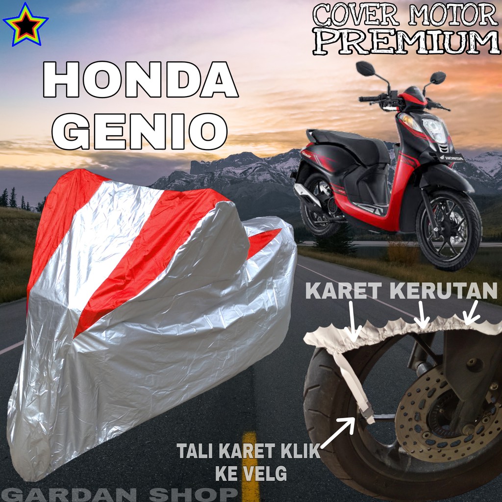 Sarung Motor HONDA GENIO Silver MERAH Body Cover Penutup Motor Honda Genio PREMIUM