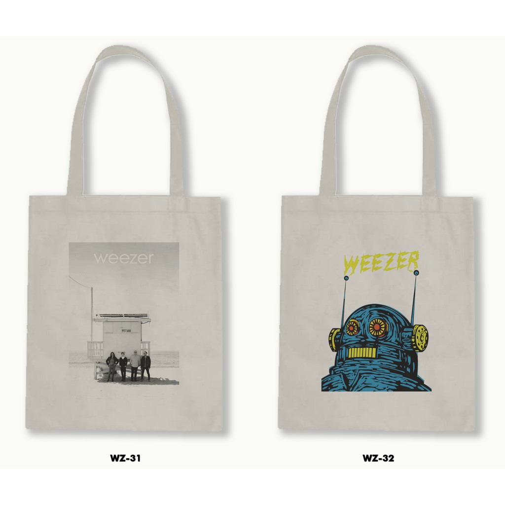 Tas Tote Bag Resleting Kanvas/Blacu  - Weezer .03