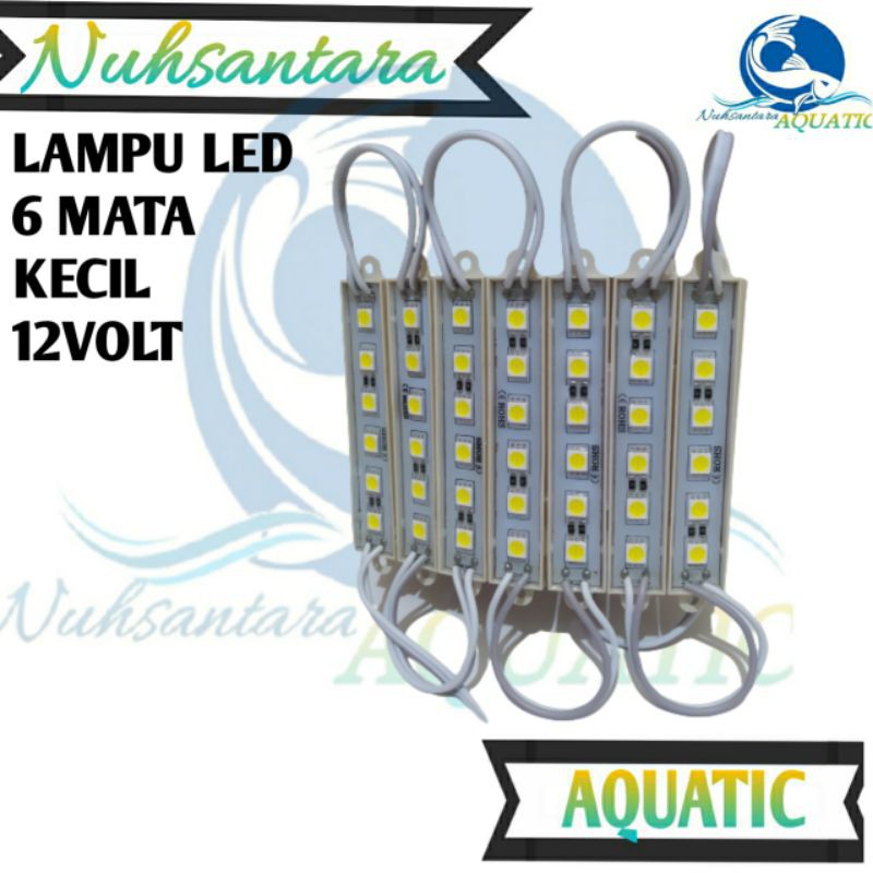 LAMPU LED MODUL STRIP 6 MATA KECIL SMD 5050 12 VOLT 1,2 WATT WATERPROF UNTUK NEON BOX AQUARIUM MOTOR