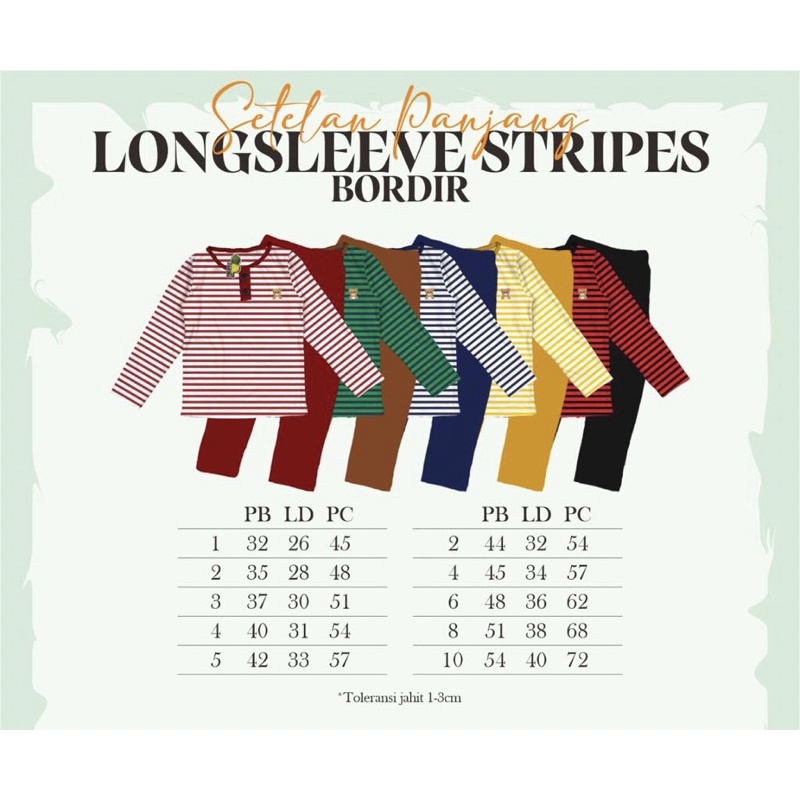 PAJAMAS LONG STRIPES UNISEX (1-10 TAHUN)