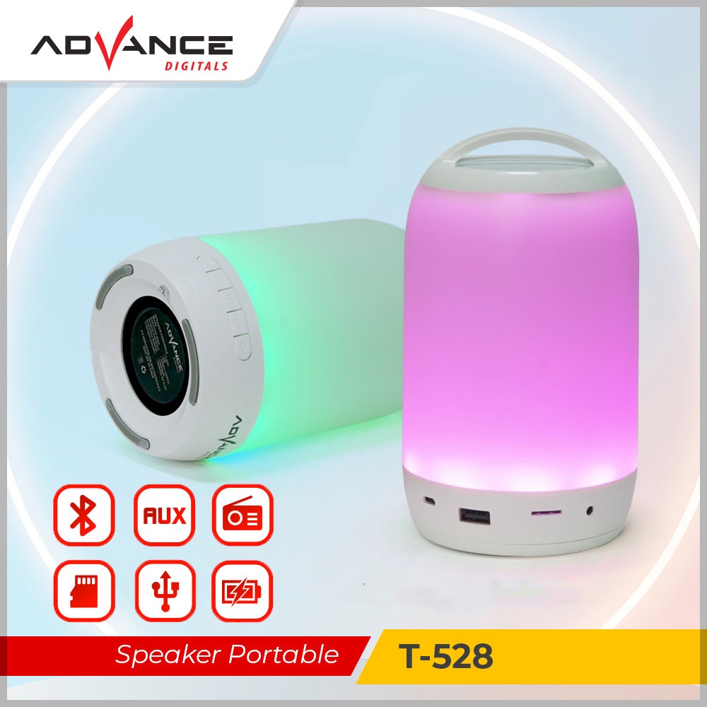 【Garansi 1 Tahun】Advance Speaker Bluetooth T-528 Speaker TWS Bluetooth Portable Led Light Music