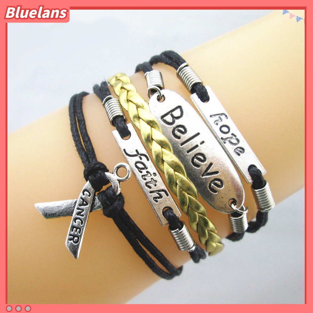 Gelang Multilayer Desain Lambang Kesadaran Kanker Payudara Infinity Hope Faith