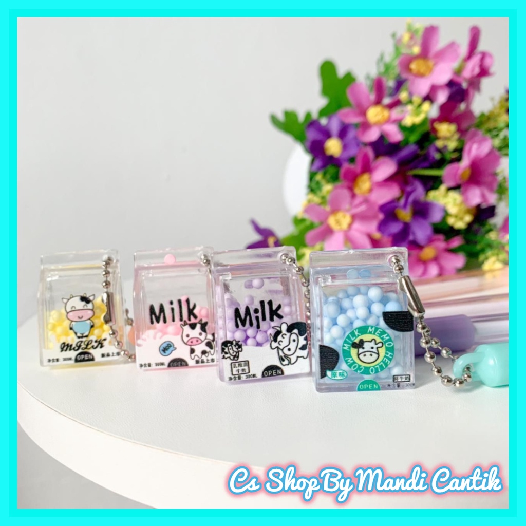 

Pulpen Gel Rantai Gantungan susu sapi kotak boba pen pena unik cantik 4pcs