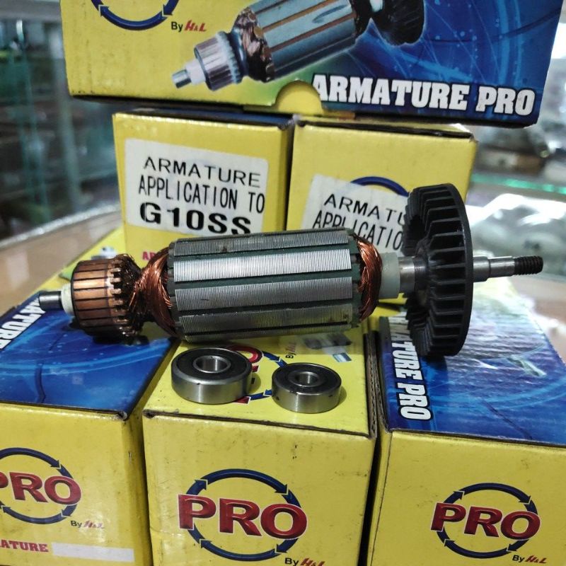 1 Paket Armature G10SS PRO ➕ 2 Bearings Depan Belakang | Angker / Rotor Grenda / Gerinda / Grinder T
