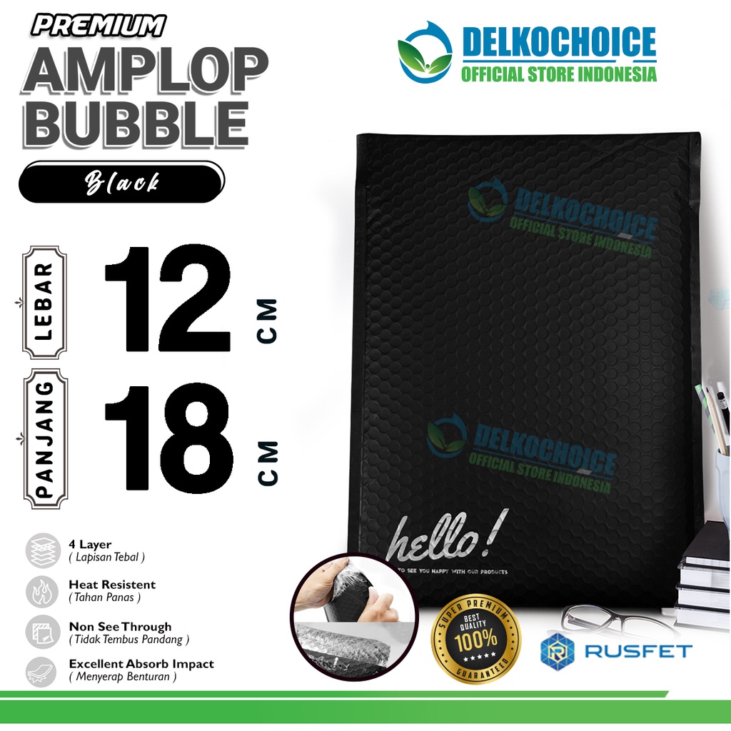 

Amplop Bubble Mailer BLACK 12x18cm Bubblewrap HITAM Packing Online Envelope Rusfet PREMIUM / SATUAN