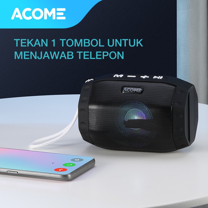 ACOME Speaker Bluetooth 5.0 Hi-Fi Sound TWS 5W Portable A2 Garansi Resmi 1 Tahun-8