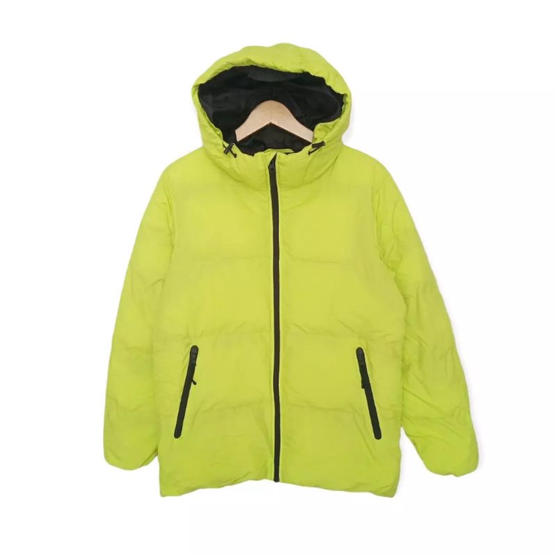 Jaket bulang hijau neon hypebeast GU uniqlo original down jacket brand preloved
