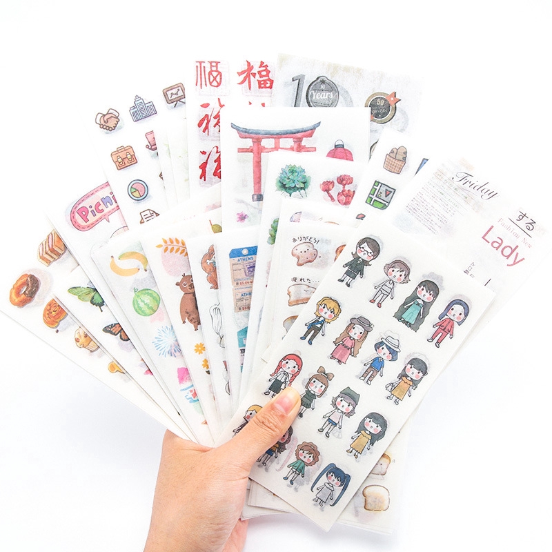

6Pcs Stiker Kertas Model Collage untuk Dekorasi