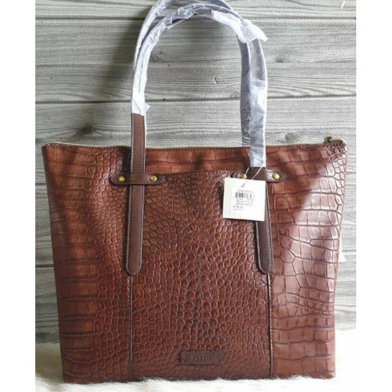 TAS FELICITY TOTE BAG CROCO BROWN ORIGINAL