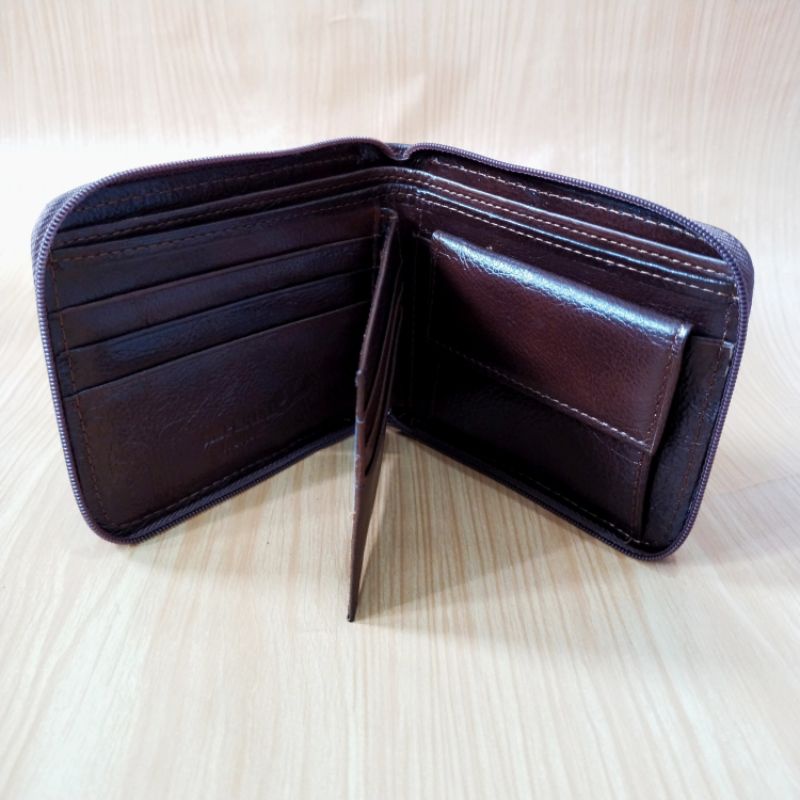 Dompet Resfull Resleting putar pria wanita Kulit Sapi Asli