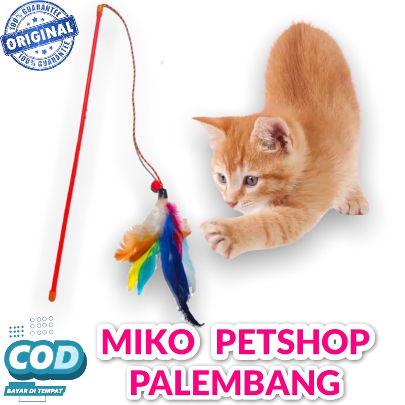 MAINAN KUCING STICK BULU + tali Murah FREE PACKING KARDUS!