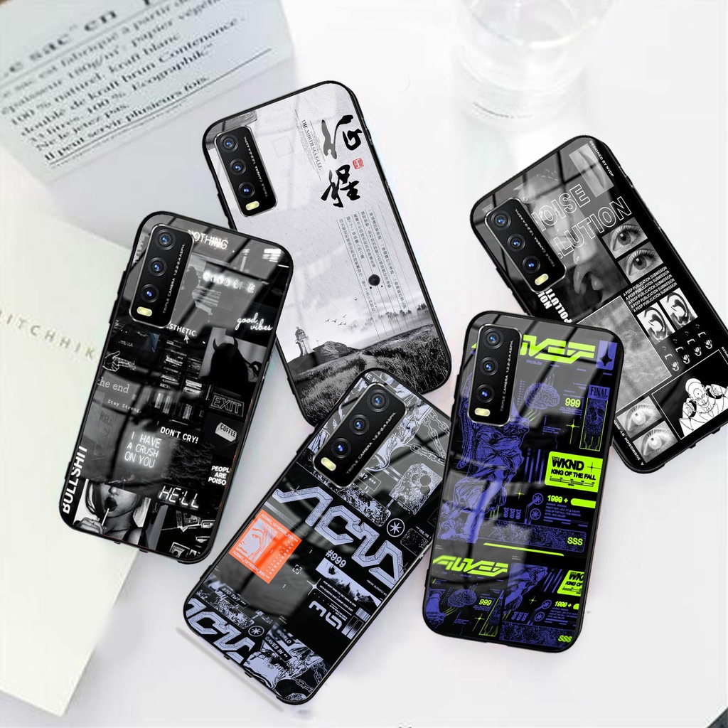 Softcase Glass Kaca AESTHETIC [K118] Vivo Y20-Y12S-Y20S-Y20SG Terbaru Case Hp Pelindung Handphone