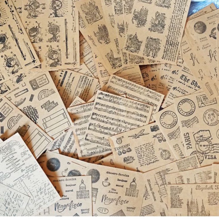 

AYURI - 1 pack kertas Kraft mixing detailed motif Creative vintage Kraft paper aneka motif untuk dekorasi DIY bujo jurnal scrapbook album diary