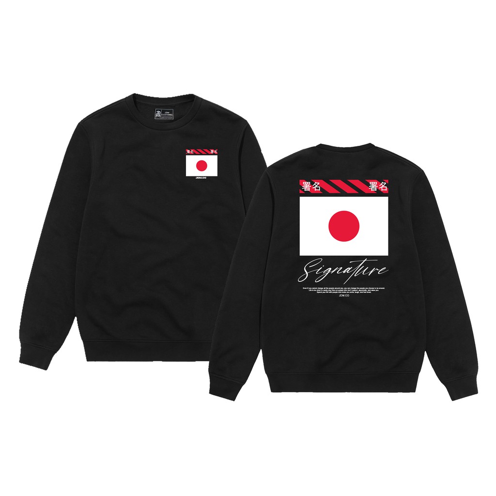 Crewneck Black Motif Simpel Pria dan Wanita Premium Quality-Crewneck Signature