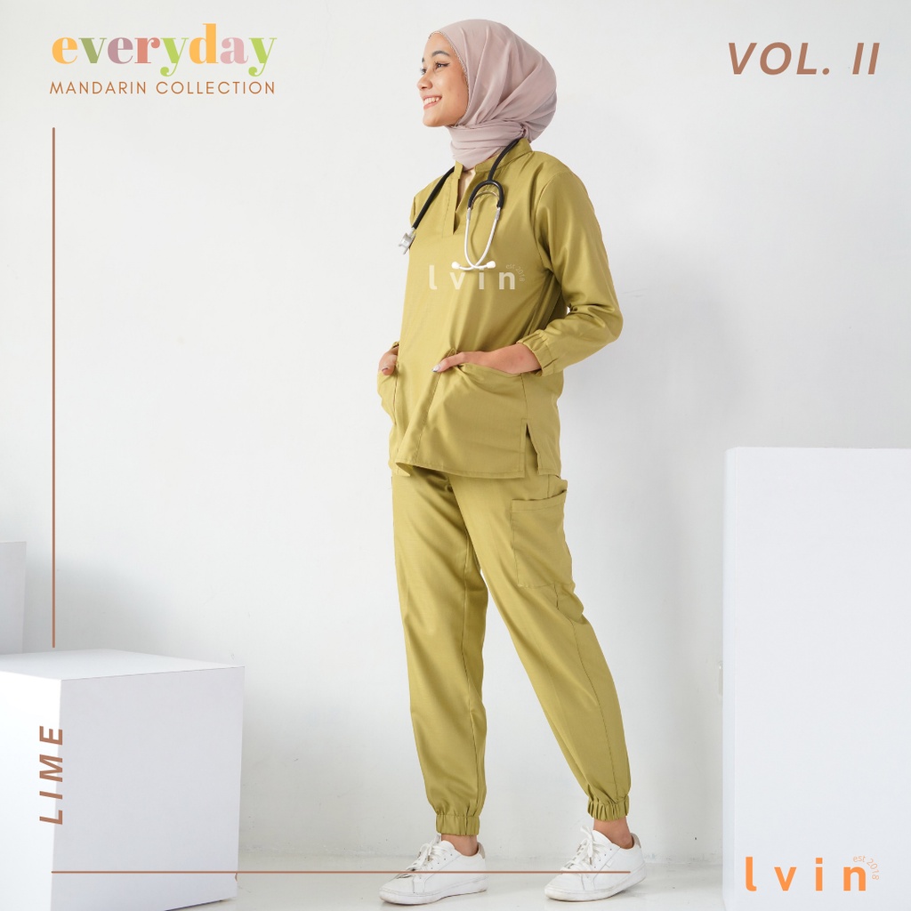 [ Lvin ] Vol II  - Baju OKA Joger Lengan Panjang Mandarin Collar / Baju Jaga / Set Baju Celana Jaga Oka / Dokter Lengan Pendek / Baju OK / Proud Series