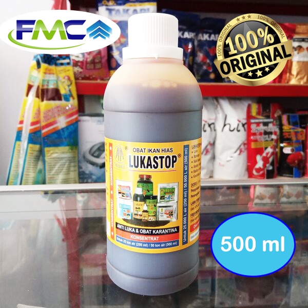 Lukastop 500 ml Obat Ikan Hias Luka Parasit Jamur Karantina Sisik Rusak Sobek Botol Besar Original Perawatan Cupang Guppy Arwana Louhan Koi Koki Discus Chana dan lain lain Kebutuhan Aquarium Aquatic