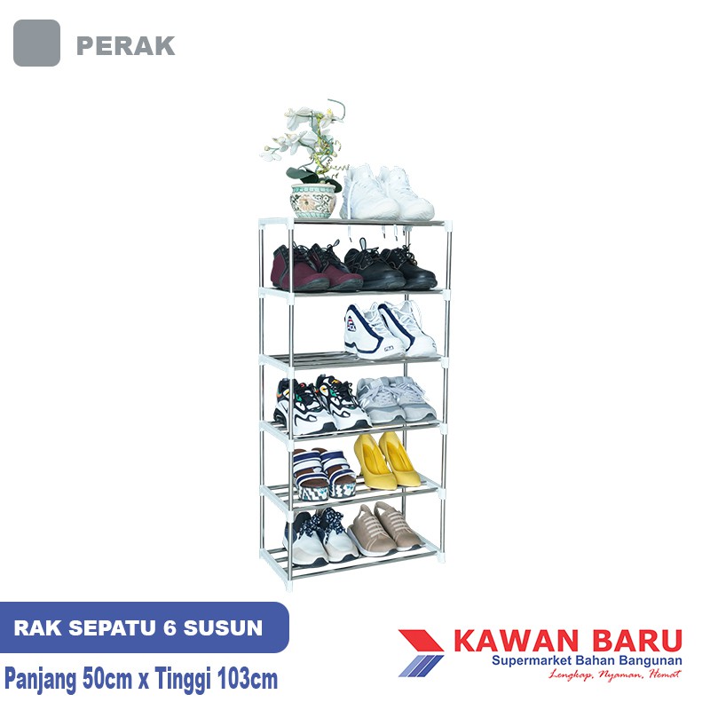 Rak Sepatu Sandal Stainless Steel Rack Tanaman 6 susun Kuat dan Anti Karat