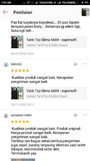 Tank Top Wanita Super Soft Elena 6684 / Singlet Cewek Perempuan Super Soft
