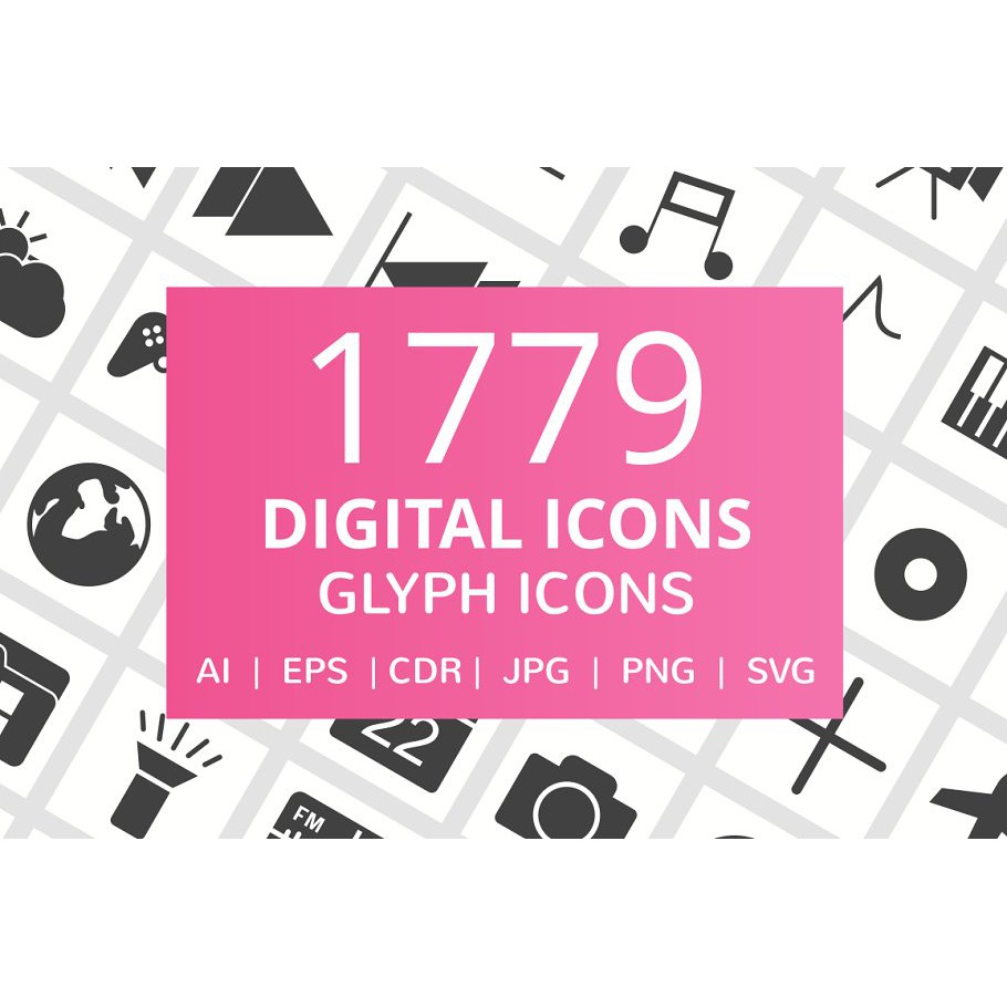 1779 Digital Glyph Icons - Vector Designs