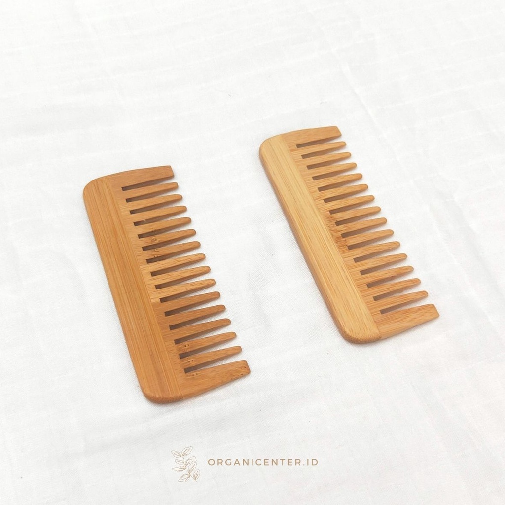 Sisir Bambu Lebar Wooden Comb Wide Tooth Ramah Lingkungan Kayu Bamboo Eco Friendly Estetik Alami Natural Terapi Pijat Kepala Rambut