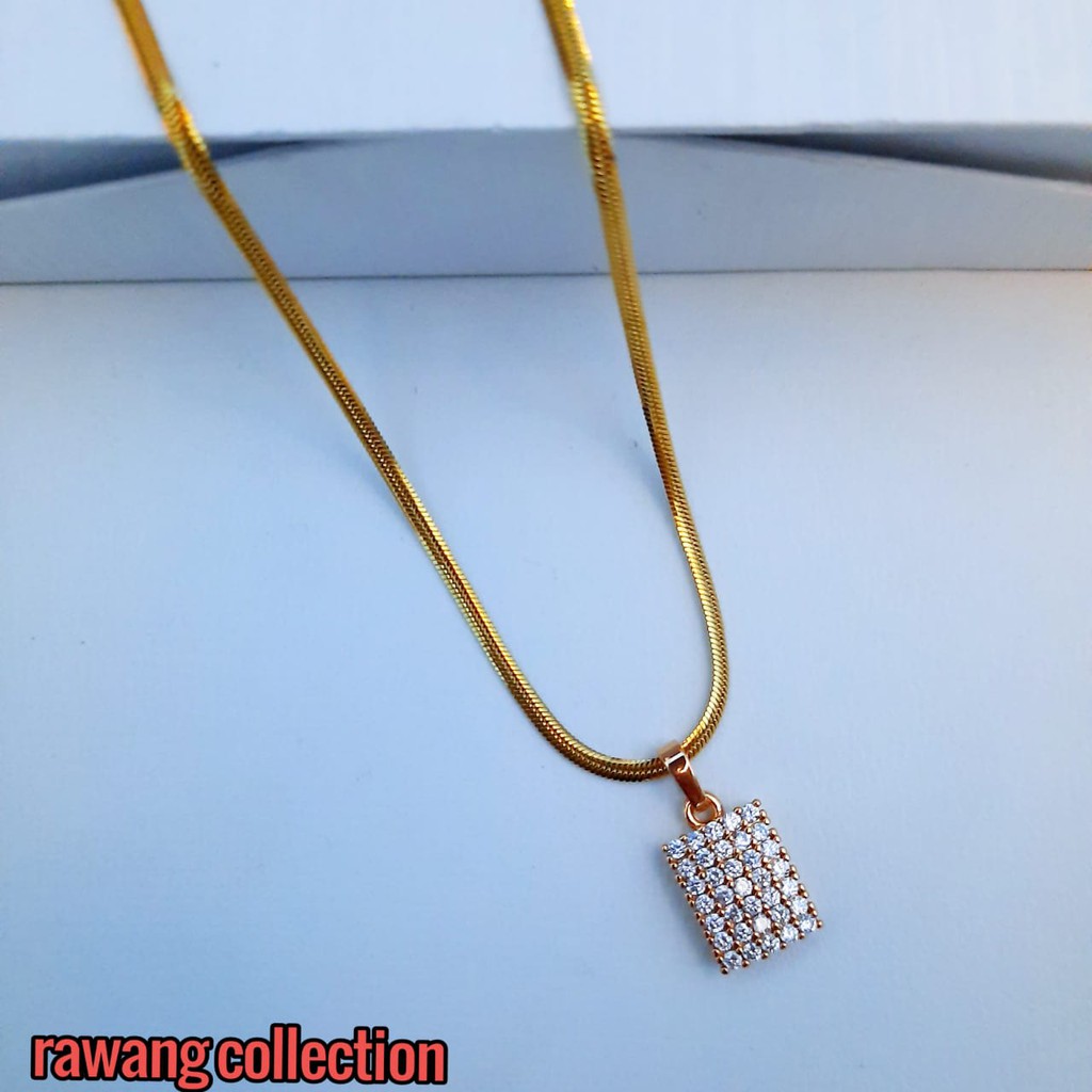 Kalung Titanium Fashion Wanita Gold Belut Plus Liontin Anti Karat Selamanya