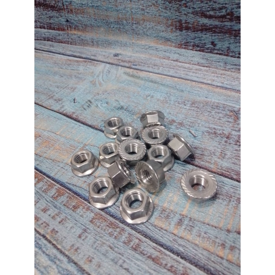 Mur Flange Stainless M8  Flange Nut M8 Stainless SS304 harga 10 pcs