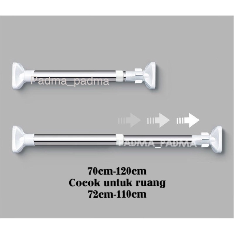 TIANG PIPA FLEKSIBEL 70CM-120CM TANPA PAKU/TIANG JEMURAN BAJU/tiang KAMAR MANDI/PIPA TONGKAT KOLONG 