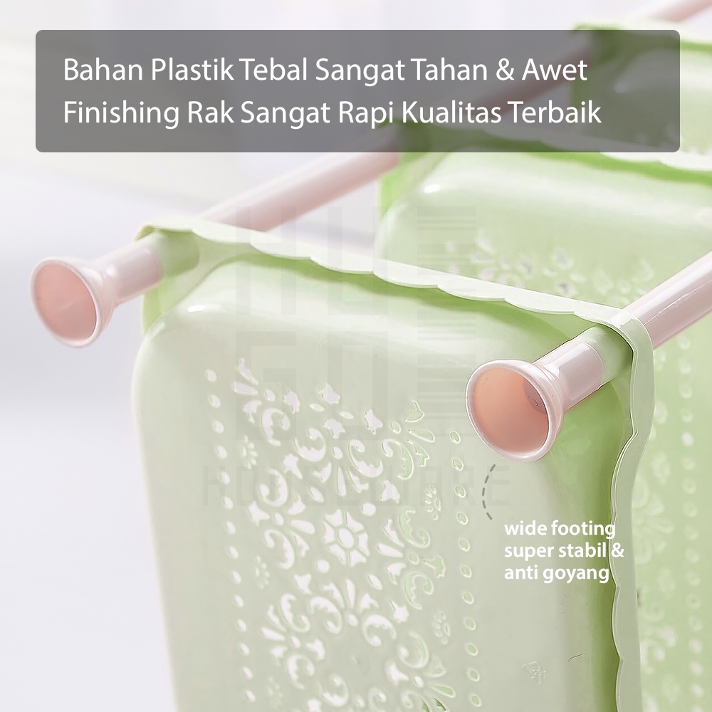Rak Susun Dapur Bumbu Piring Gelas Rak Toilet Kamar Mandi Serbaguna Multifungsi 3 Susun 4 Susun HUGO