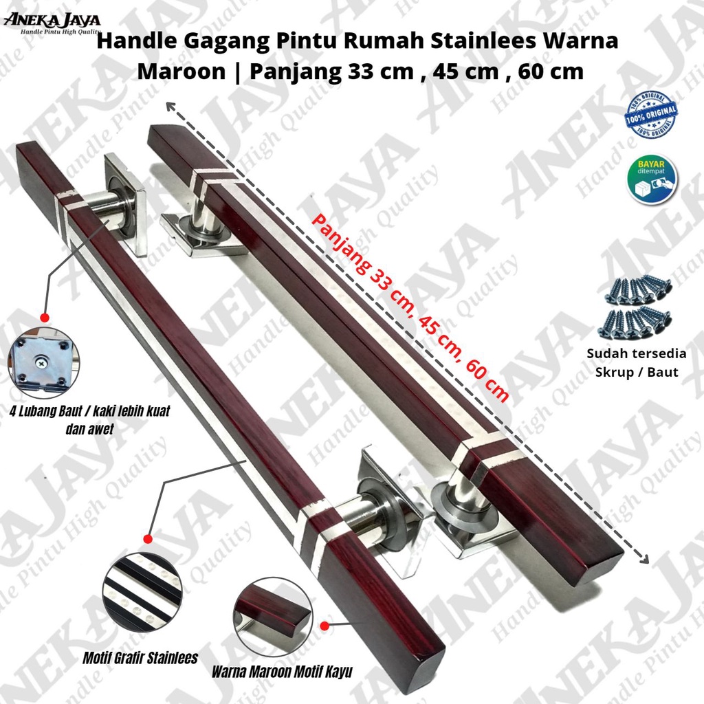 Handle pintu rumah minimalis 33 cm 45 cm 60 cm gagang pintu rumah tarikan pintu rumah pegangan pintu rumah minimalis murah