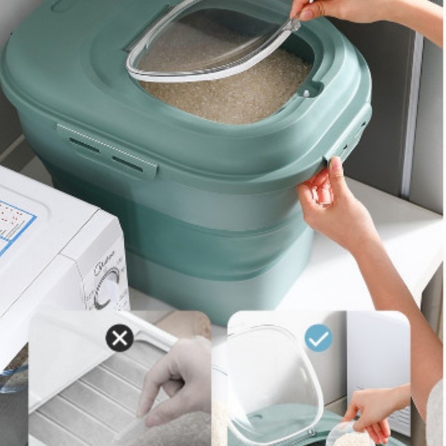 dispenser beras kontainer beras 25kg lipat tempat beras portable new