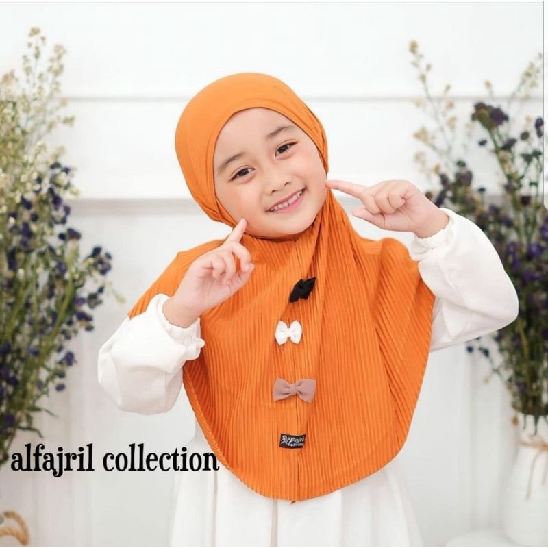 Jilbab Bergo Anak Plisket Pita Nandin Ori Alfajril